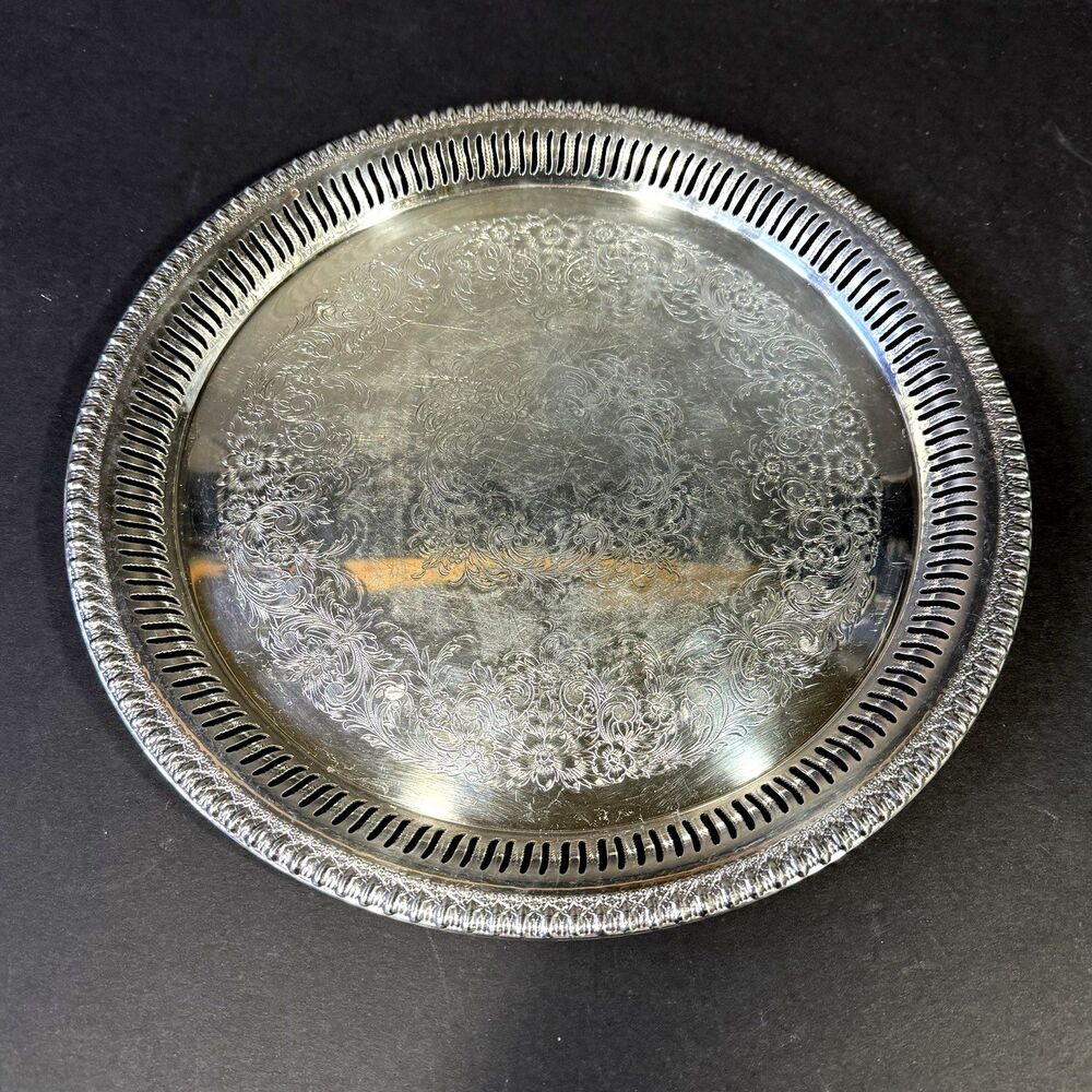 Webster Wilcox Brandon Hall 12.5”  Silverplated Serving Tray Platter 7571B